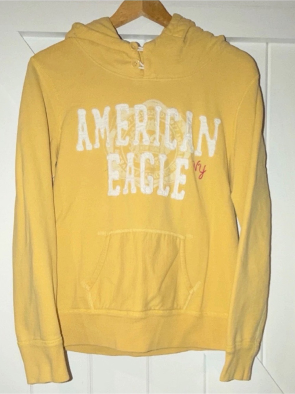 Y2K American Eagle Outfitters Yellow Fleece Pullover Hoodie